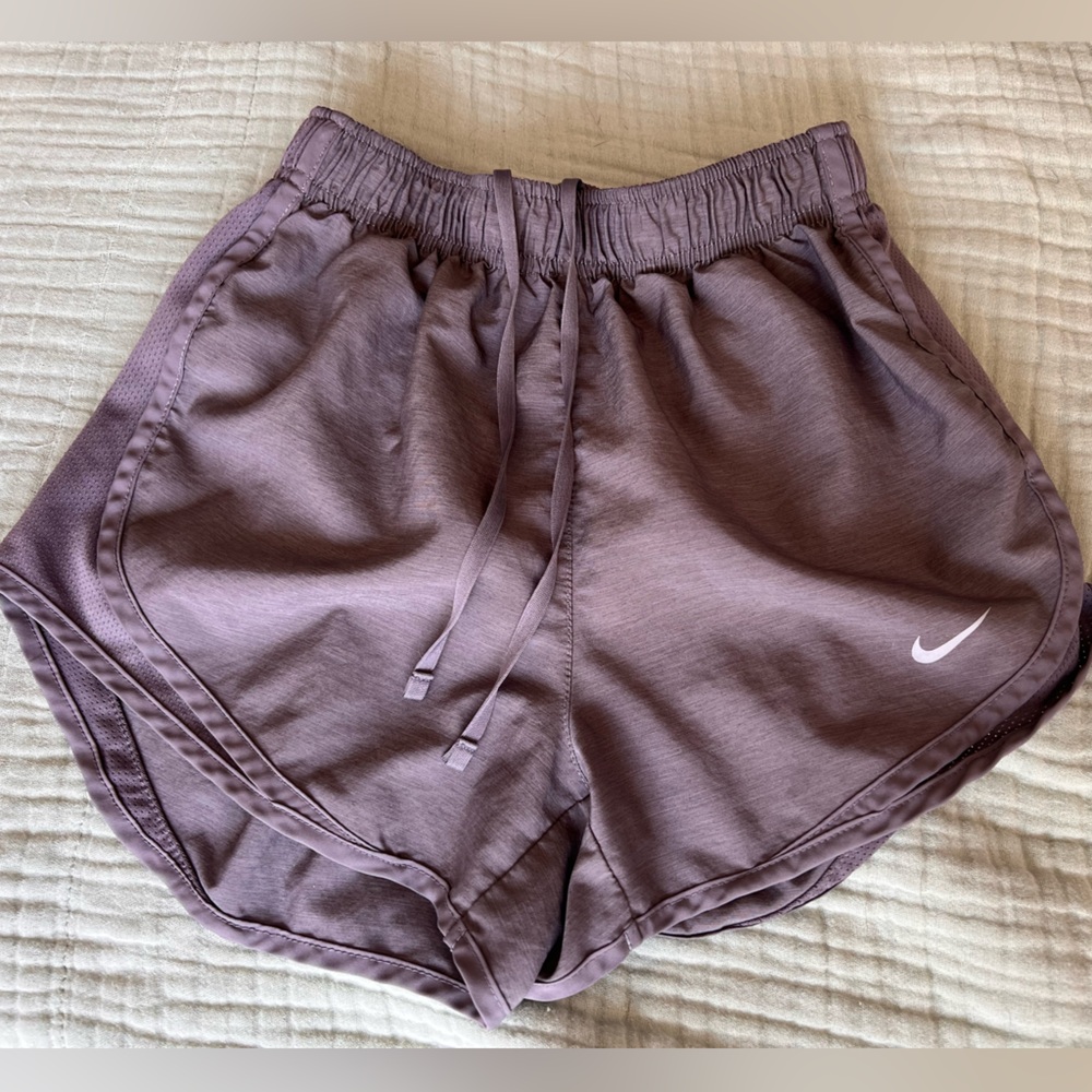 Nike Women's Gray Athletic Shorts with White Swoosh
